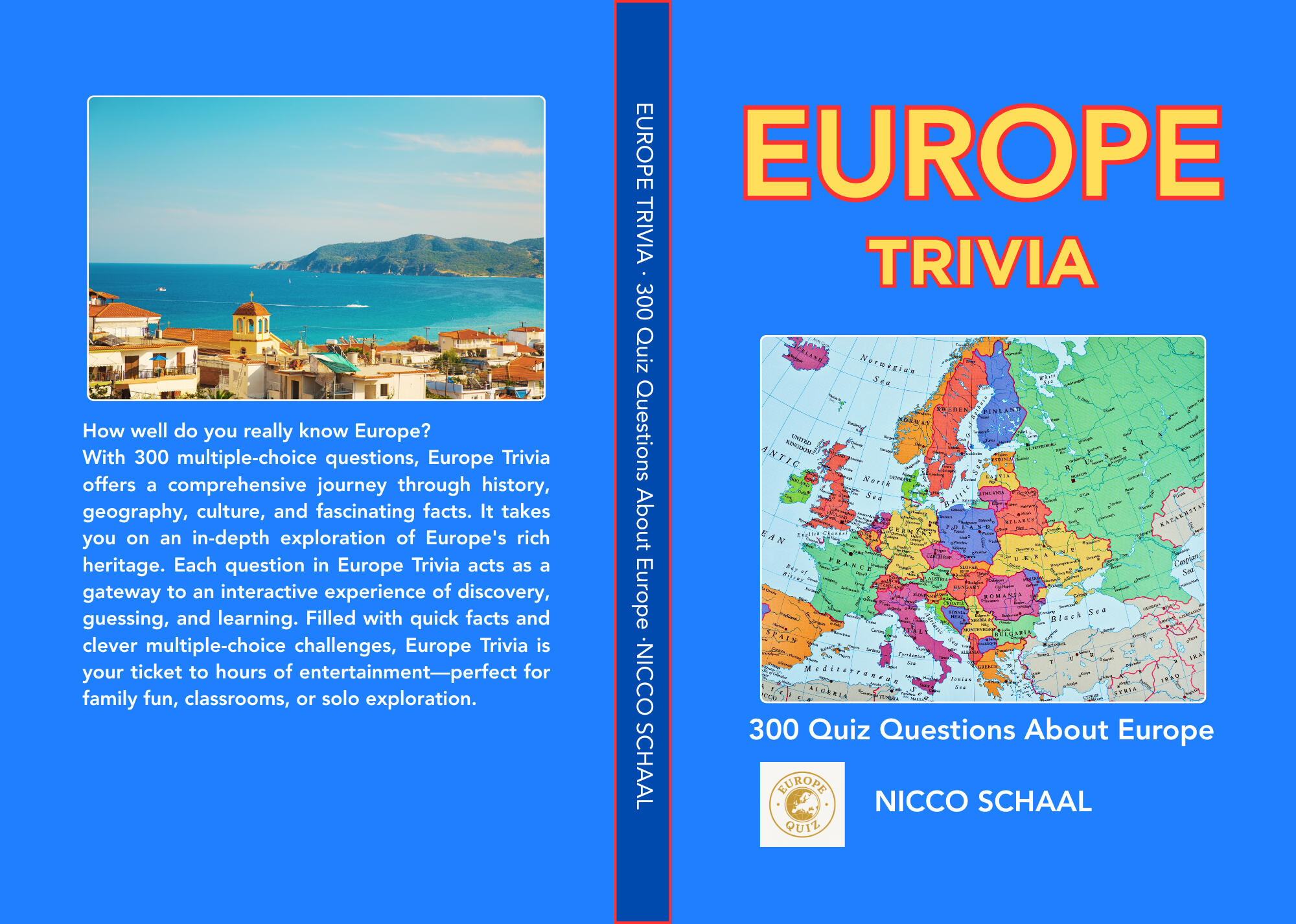 EUROPE TRIVIA Book cover for Europe Trivia by Nicco Schaal.